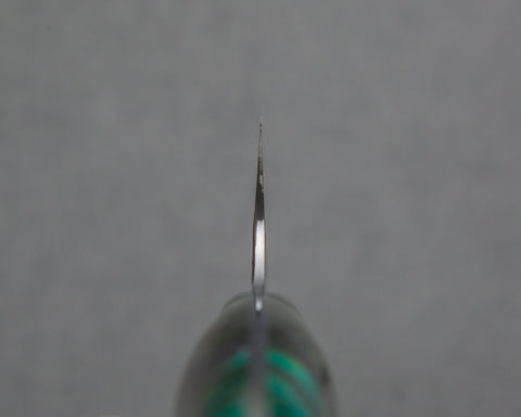 Nigara R2/SG2 Tsuchime Kurouchi 210mm Gyuto with Polished Emerald Acrylic Handle