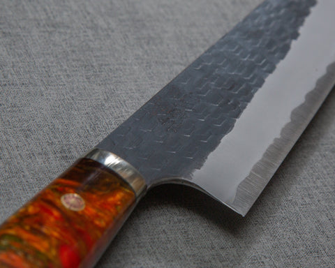 Nigara R2/SG2 Tsuchime Kurouchi 210mm Gyuto with Polished Lava Acrylic Handle