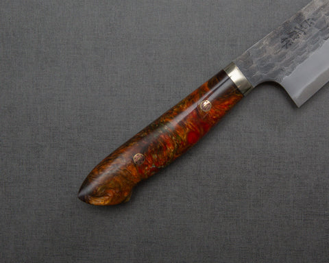 Nigara R2/SG2 Tsuchime Kurouchi 210mm Gyuto with Polished Lava Acrylic Handle