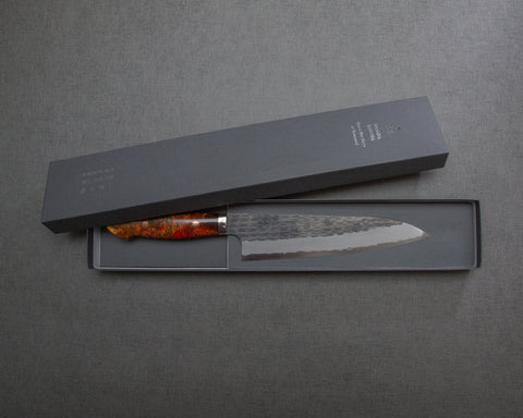 Nigara R2/SG2 Tsuchime Kurouchi 210mm Gyuto with Polished Lava Acrylic Handle