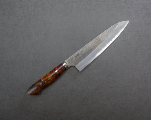 Nigara R2/SG2 Tsuchime Kurouchi 210mm Gyuto with Polished Maroon Amber Acrylic Handle