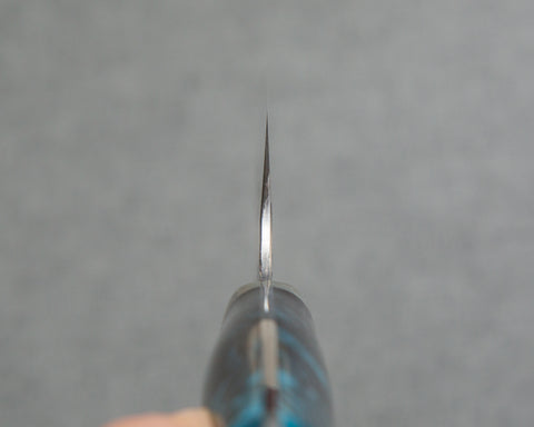 Nigara R2/SG2 Tsuchime Kurouchi 210mm Gyuto with Polished Flowing Azure Acrylic Handle
