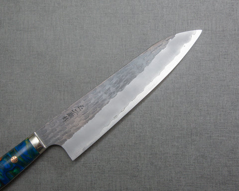 Nigara R2/SG2 Tsuchime Kurouchi 210mm Gyuto with Polished Sunset Sodalite Acrylic Handle