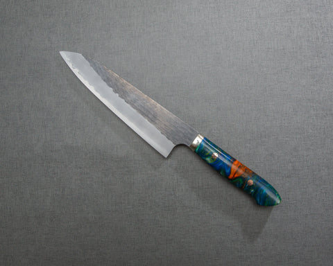 Nigara R2/SG2 Tsuchime Kurouchi 210mm Gyuto with Polished Sunset Sodalite Acrylic Handle