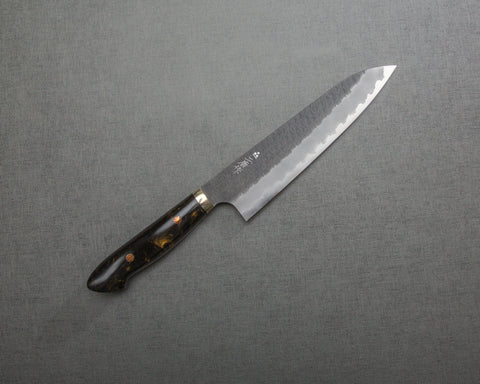 Nigara R2/SG2 Tsuchime Kurouchi 210mm Gyuto with Polished Tigereye Acrylic Handle