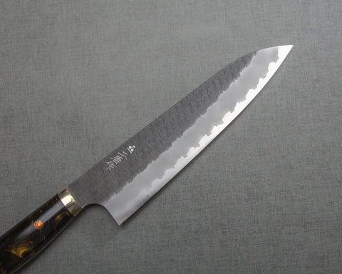 Nigara R2/SG2 Tsuchime Kurouchi 210mm Gyuto with Polished Tigereye Acrylic Handle