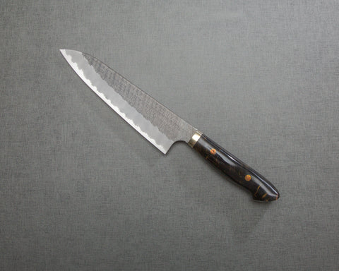 Nigara R2/SG2 Tsuchime Kurouchi 210mm Gyuto with Polished Tigereye Acrylic Handle