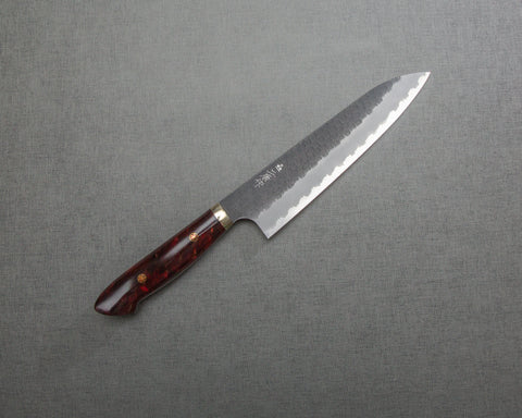 Nigara R2/SG2 Tsuchime Kurouchi 210mm Gyuto with Polished Ruby Acrylic Handle