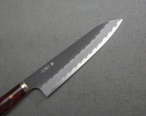 Nigara R2/SG2 Tsuchime Kurouchi 210mm Gyuto with Polished Ruby Acrylic Handle