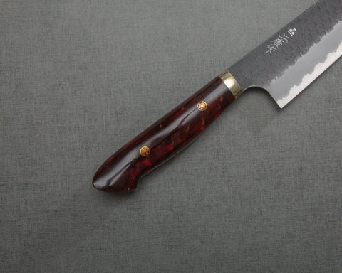 Nigara R2/SG2 Tsuchime Kurouchi 210mm Gyuto with Polished Ruby Acrylic Handle