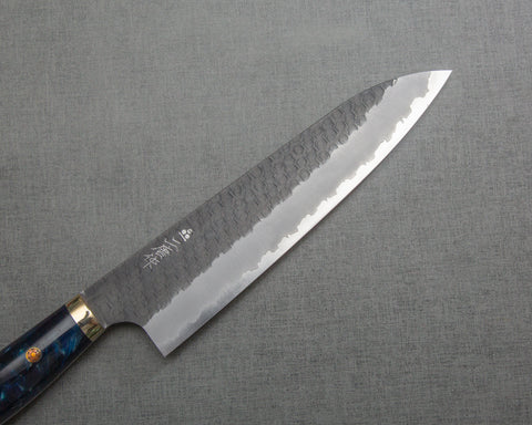 Nigara R2/SG2 Tsuchime Kurouchi 210mm Gyuto with Polished Twilight Blue Acrylic Handle