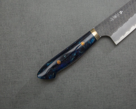Nigara R2/SG2 Tsuchime Kurouchi 210mm Gyuto with Polished Twilight Blue Acrylic Handle