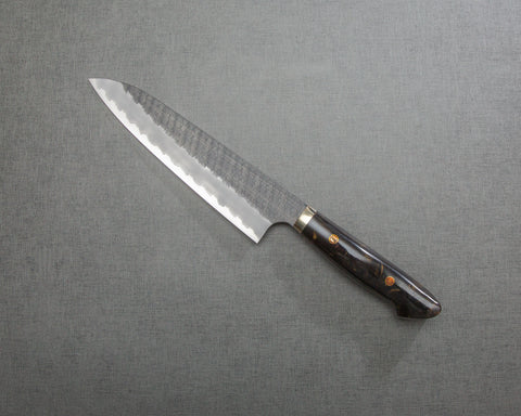 Nigara R2/SG2 Tsuchime Kurouchi 210mm Gyuto with Polished Tigereye Acrylic Handle