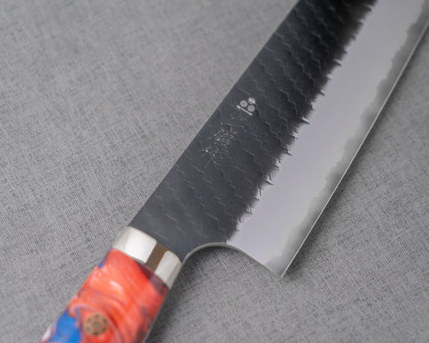 Nigara R2/SG2 Tsuchime Kurouchi 240mm Gyuto with Polished Dreamy Red Acrylic Handle