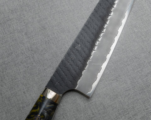 Nigara R2/SG2 Tsuchime Kurouchi 240mm Gyuto with Polished Mysterious Forest Acrylic Handle