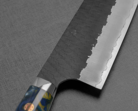 Nigara R2/SG2 Tsuchime Kurouchi 165mm Kiritsuke Nakiri with Polished Starry Night Acrylic Handle