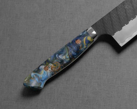 Nigara R2/SG2 Tsuchime Kurouchi 165mm Kiritsuke Nakiri with Polished Starry Night Acrylic Handle
