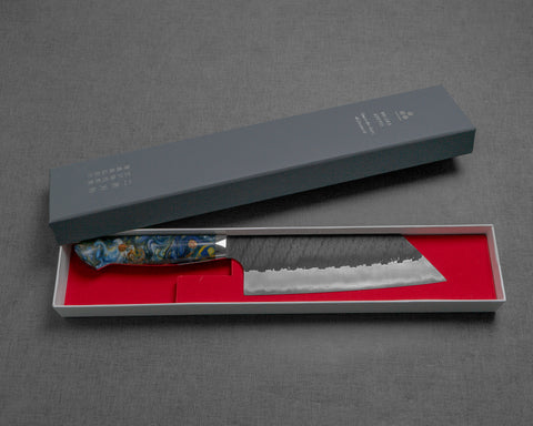 Nigara R2/SG2 Tsuchime Kurouchi 165mm Kiritsuke Nakiri with Polished Starry Night Acrylic Handle