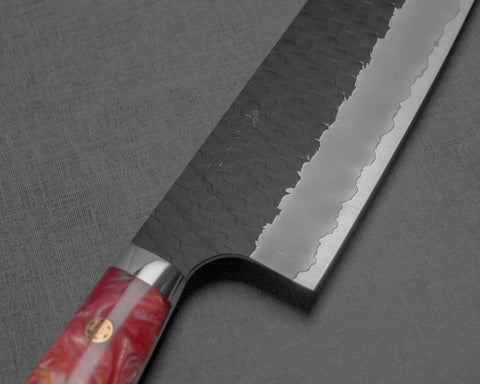 Nigara R2/SG2 Tsuchime Kurouchi 165mm Kiritsuke Nakiri with Polished Pink Maniac Acrylic Handle