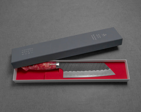 Nigara R2/SG2 Tsuchime Kurouchi 165mm Kiritsuke Nakiri with Polished Pink Maniac Acrylic Handle