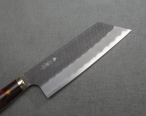 Nigara R2/SG2 Tsuchime Kurouchi 165mm Kiritsuke Nakiri with Polished Maroon Acrylic Handle