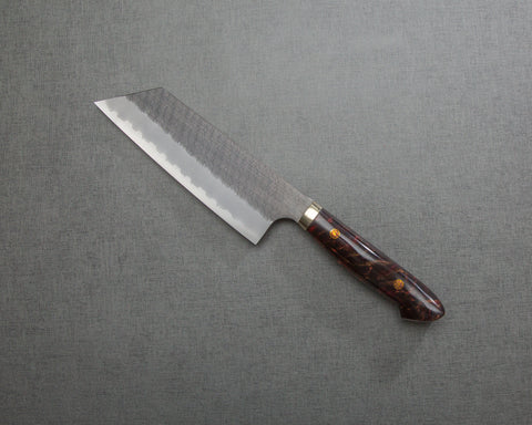 Nigara R2/SG2 Tsuchime Kurouchi 165mm Kiritsuke Nakiri with Polished Maroon Acrylic Handle