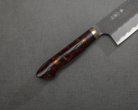Nigara R2/SG2 Tsuchime Kurouchi 165mm Kiritsuke Nakiri with Polished Maroon Acrylic Handle