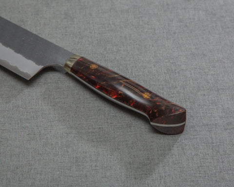 Nigara R2/SG2 Tsuchime Kurouchi 165mm Kiritsuke Nakiri with Polished Maroon Acrylic Handle
