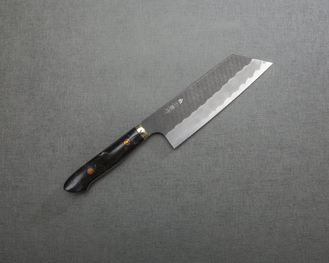 Nigara R2/SG2 Tsuchime Kurouchi 165mm Kiritsuke Nakiri with Polished Black Marquina Acrylic Handle
