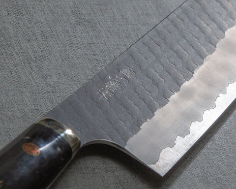 Nigara R2/SG2 Tsuchime Kurouchi 165mm Kiritsuke Nakiri with Polished Black Marquina Acrylic Handle