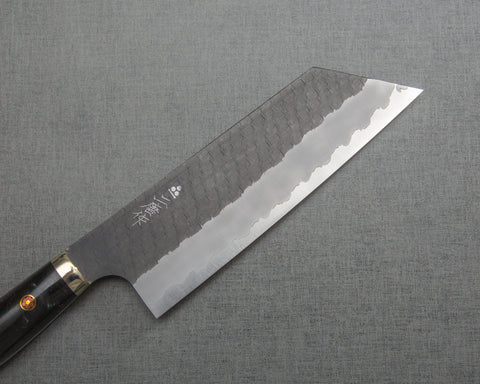 Nigara R2/SG2 Tsuchime Kurouchi 165mm Kiritsuke Nakiri with Polished Black Marquina Acrylic Handle
