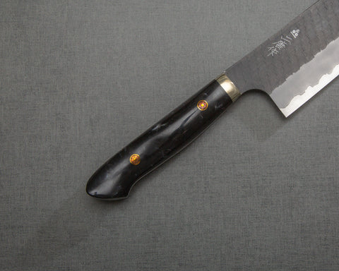 Nigara R2/SG2 Tsuchime Kurouchi 165mm Kiritsuke Nakiri with Polished Black Marquina Acrylic Handle