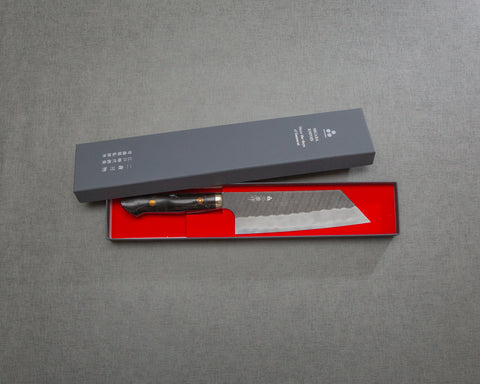 Nigara R2/SG2 Tsuchime Kurouchi 165mm Kiritsuke Nakiri with Polished Black Marquina Acrylic Handle