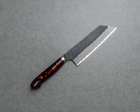 Nigara R2/SG2 Tsuchime Kurouchi 165mm Kiritsuke Nakiri with Polished Maroon Acrylic Handle