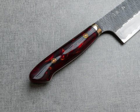Nigara R2/SG2 Tsuchime Kurouchi 165mm Kiritsuke Nakiri with Polished Maroon Acrylic Handle