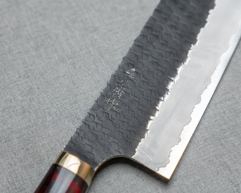 Nigara R2/SG2 Tsuchime Kurouchi 165mm Kiritsuke Nakiri with Polished Maroon Acrylic Handle