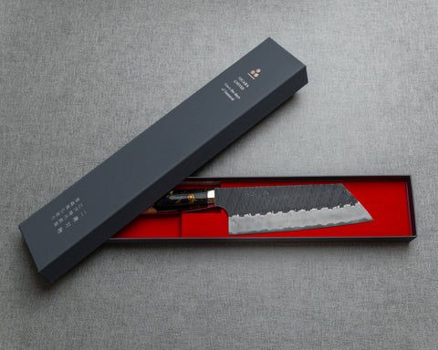 Nigara R2/SG2 Tsuchime Kurouchi 165mm Kiritsuke Nakiri with Stabilized Wood / Polished Tigereye Acrylic Handle