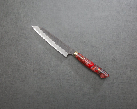 Nigara R2/SG2 Tsuchime Kurouchi 135mm Kiritsuke Petty with Polished Red Lava Acrylic Handle