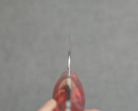 Nigara R2/SG2 Tsuchime Kurouchi 135mm Kiritsuke Petty with Polished Red Lava Acrylic Handle