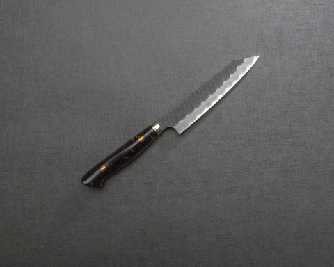 Nigara R2/SG2 Tsuchime Kurouchi 135mm Kiritsuke Petty with Polished Bronzite Acrylic Handle