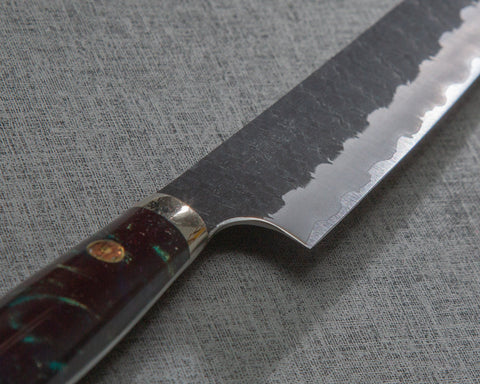 Nigara R2/SG2 Tsuchime Kurouchi 135mm Kiritsuke Petty with Polished Bronzite Acrylic Handle