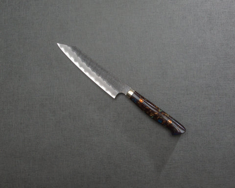 Nigara R2/SG2 Tsuchime Kurouchi 135mm Kiritsuke Petty with Polished Bronzite Acrylic Handle