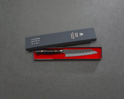 Nigara R2/SG2 Tsuchime Kurouchi 135mm Kiritsuke Petty with Polished Bronzite Acrylic Handle