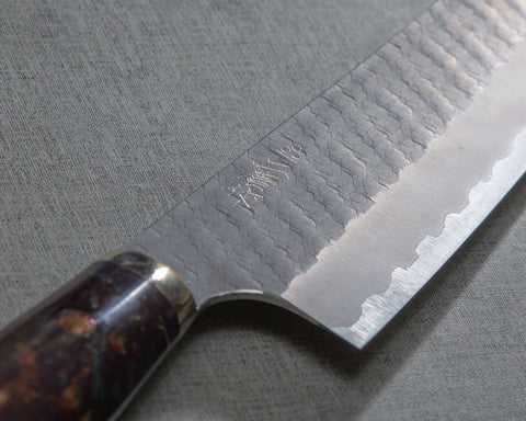 Nigara R2/SG2 Tsuchime Kurouchi 210mm Kiritsuke Gyuto with Polished Aurora Acrylic Handle