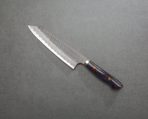 Nigara R2/SG2 Tsuchime Kurouchi 210mm Kiritsuke Gyuto with Polished Aurora Acrylic Handle