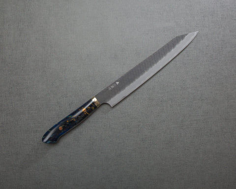 Nigara R2/SG2 Tsuchime Kurouchi 255mm Kiritsuke Sujihiki with Polished Twilight Blue Acrylic Handle