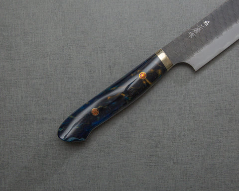 Nigara R2/SG2 Tsuchime Kurouchi 255mm Kiritsuke Sujihiki with Polished Twilight Blue Acrylic Handle