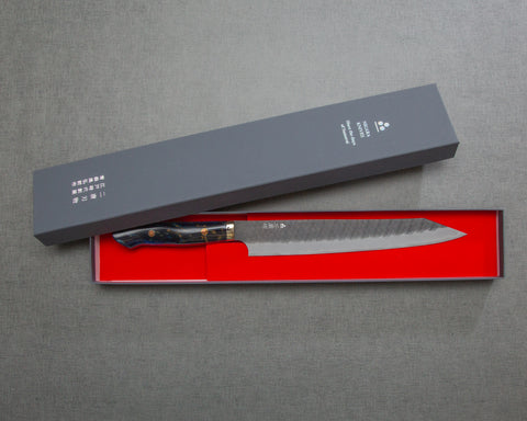 Nigara R2/SG2 Tsuchime Kurouchi 255mm Kiritsuke Sujihiki with Polished Twilight Blue Acrylic Handle