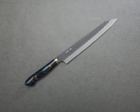 Nigara R2/SG2 Tsuchime Kurouchi 255mm Kiritsuke Sujihiki with Polished Twilight Blue Acrylic Handle