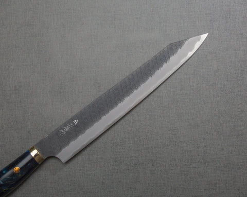 Nigara R2/SG2 Tsuchime Kurouchi 255mm Kiritsuke Sujihiki with Polished Twilight Blue Acrylic Handle